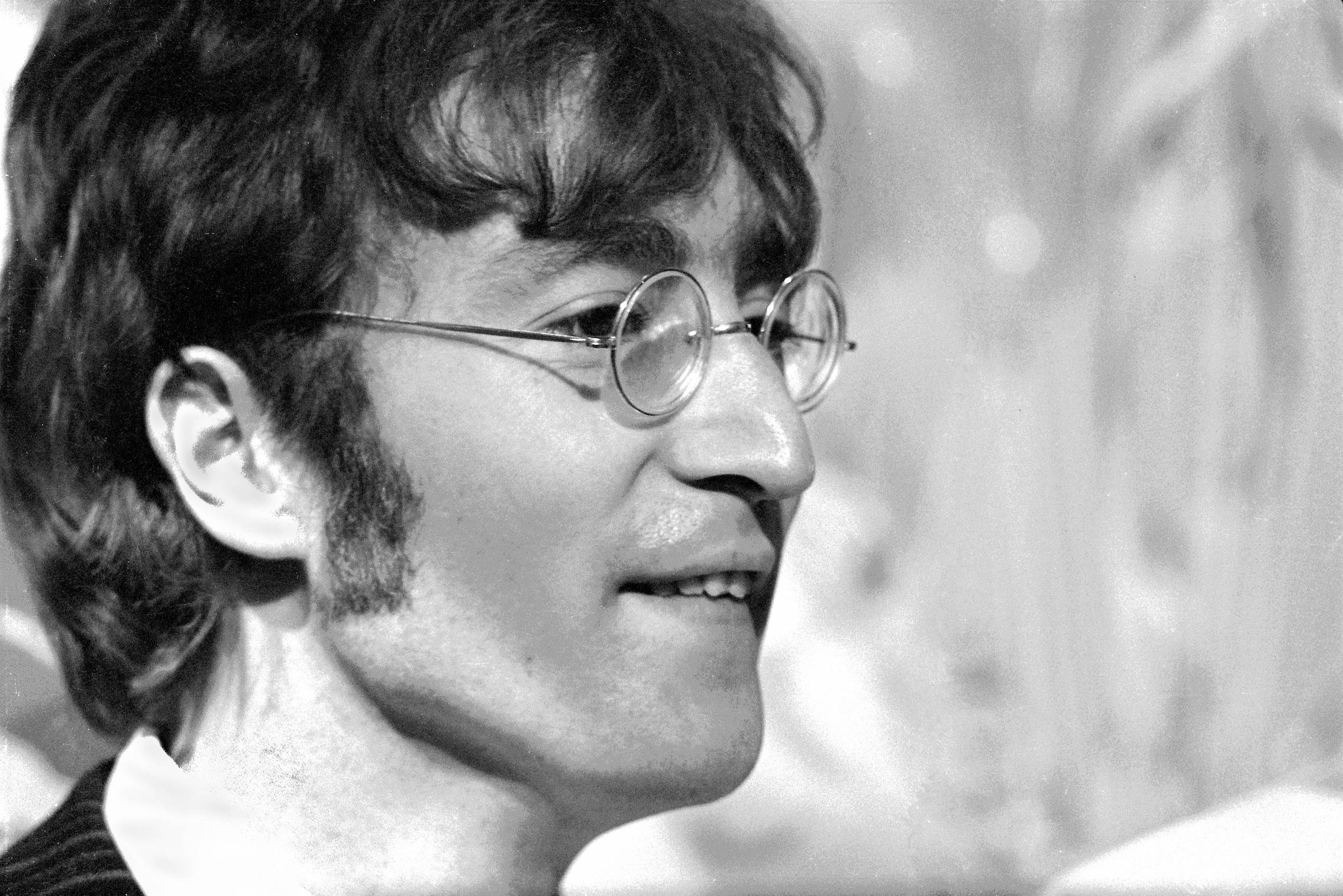John Lennon of The Beatles at Abbey Road Studios in London in 1967