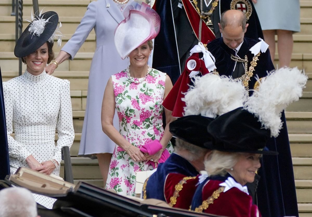 Kate Middleton and Sophie, who are some of the royal women rallying around King Charles III, curtsy to him at Order of the Garter Ceremony at Windsor Castle