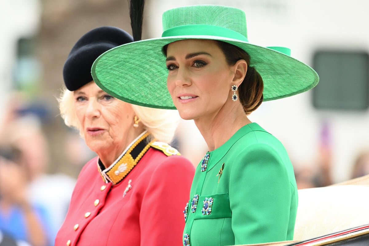 Kate Middleton, who turned her head away when Queen Camilla gave King Charles III a 'pep talk' at Trooping the Colour, rides in a carriage with Queen Camilla