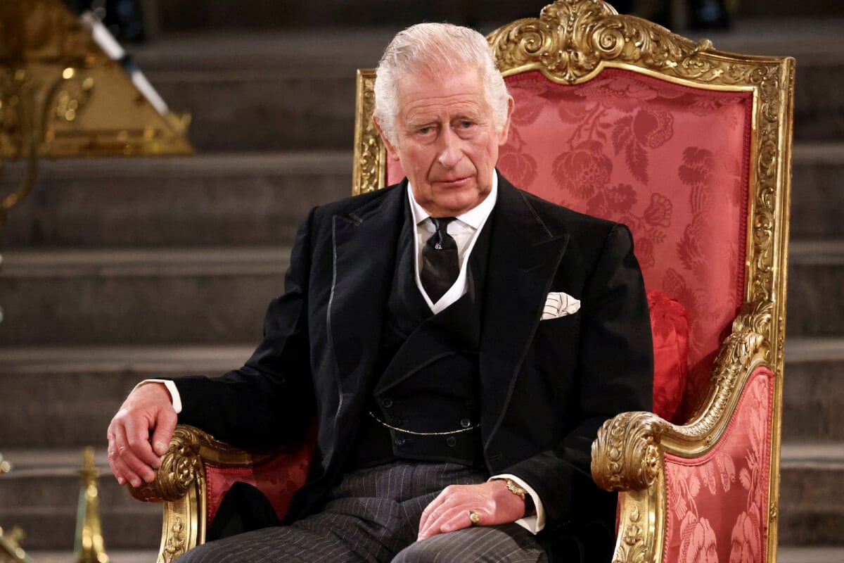Britain's King Charles III attends the presentation of Addresses by both Houses of Parliament in Westminster Hall, inside the Palace of Westminster, central London on September 12, 2022