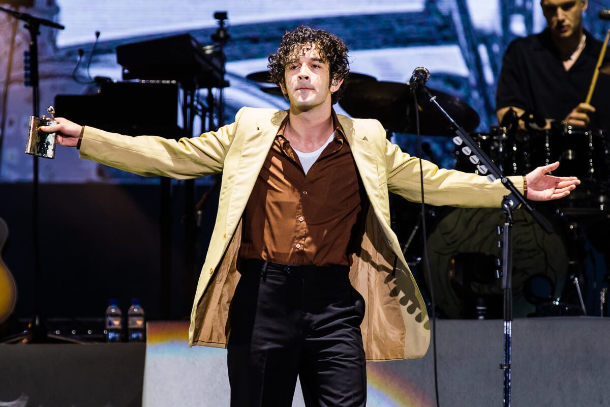 Matty Healy of The 1975 performs live on stage during day two of Lollapalooza Brazil at Autodromo de Interlagos on March 25, 2023 in Sao Paulo, Brazil