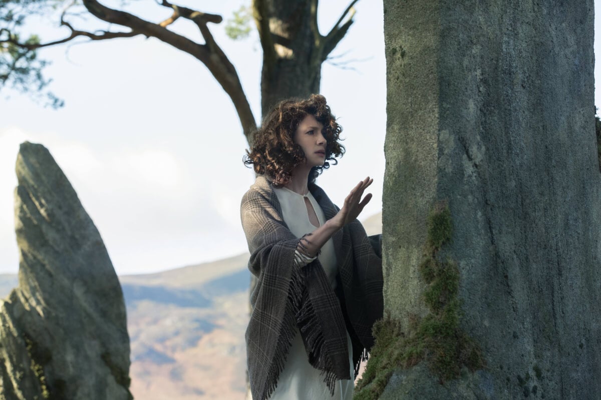 Outlander star Caitriona Balfe (Claire Fraser) in an image from season 1