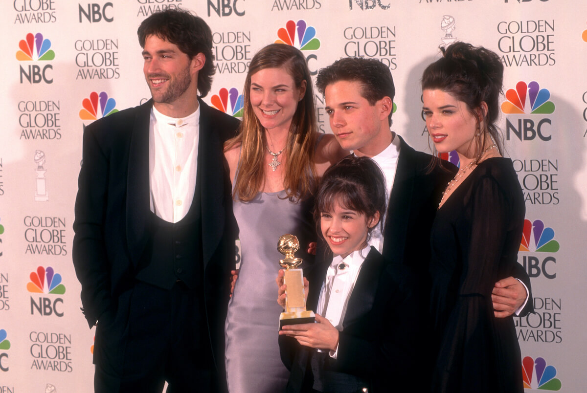 The cast of 'Party of Five,' including Lacery Chabert and Scott Wolf, pose on the red carpet in 1996