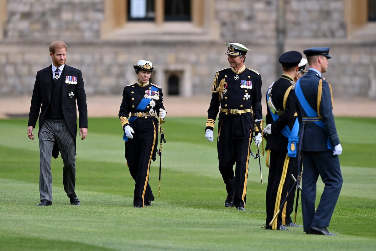 Prince Harry and Princess Anne, who put the royal family rift aside by talking to Prince Harry at the coronation, walks with her nephew