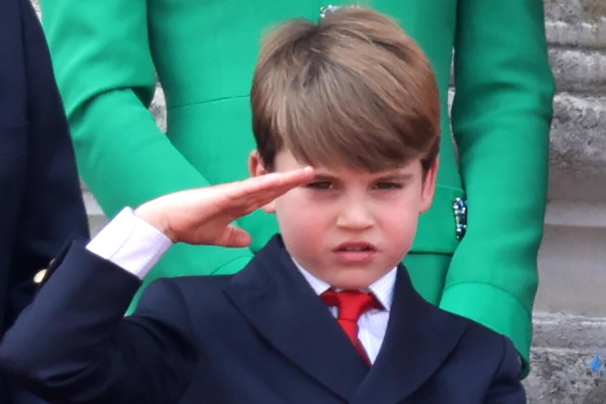 Prince Louis, whose enthusiasm Prince William and Kate Middleton were 'in no hurry' to tamper at 2023's Trooping the Colour, salutes