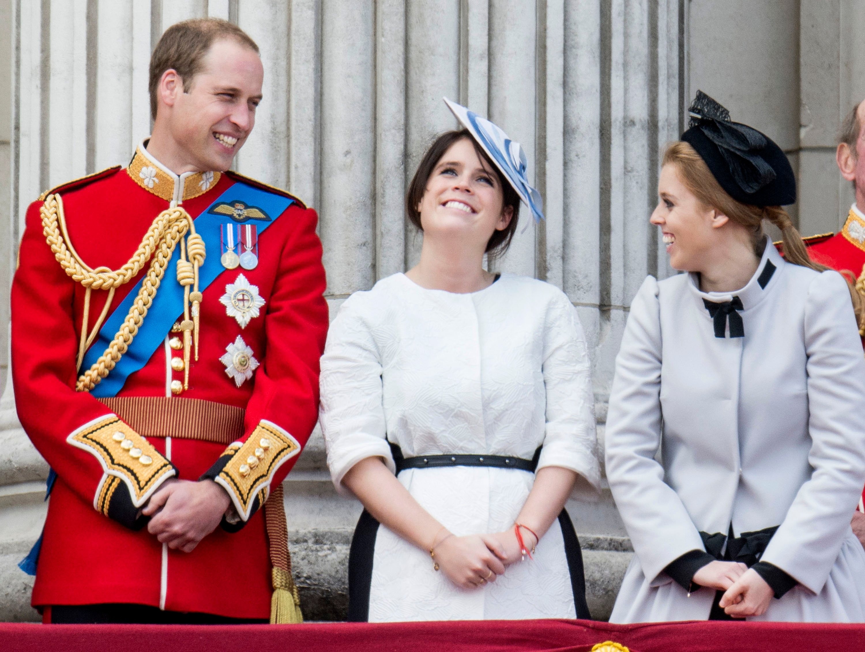 Prince William, Duke of Cambridge with Princess Eugenie and Princess Beatrice during the annual Trooping The Colour ceremony at Buckingham Palace