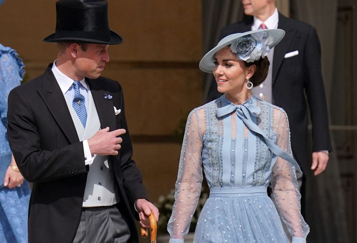 Prince William, who was overheard giving Kate Middleton a two-word demand at the Jordan royal wedding, attend a Garden Party at Buckingham Palace during the coronation celebrations