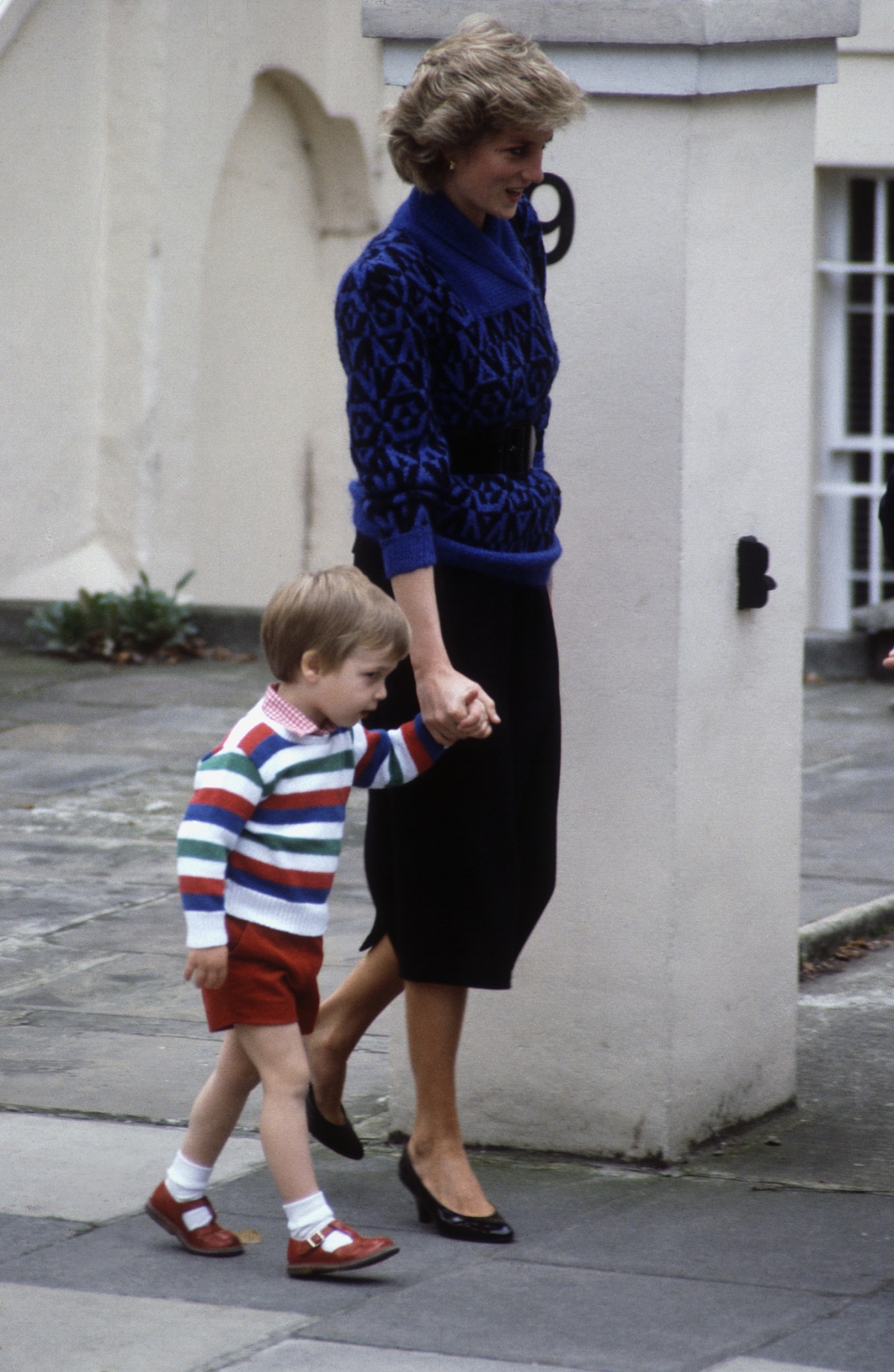 Princess Diana takes Prince William to his first day at Mrs. Mynor's Nursery School in London