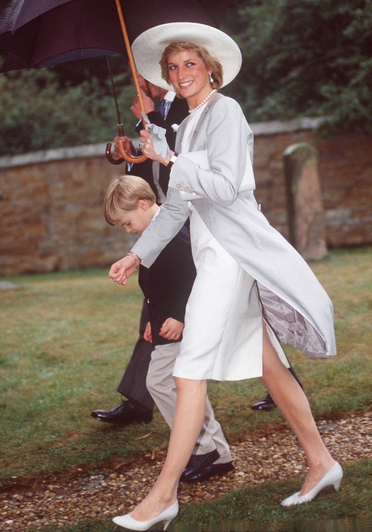 Princess Diana walking with Prince William to Althorp Wedding