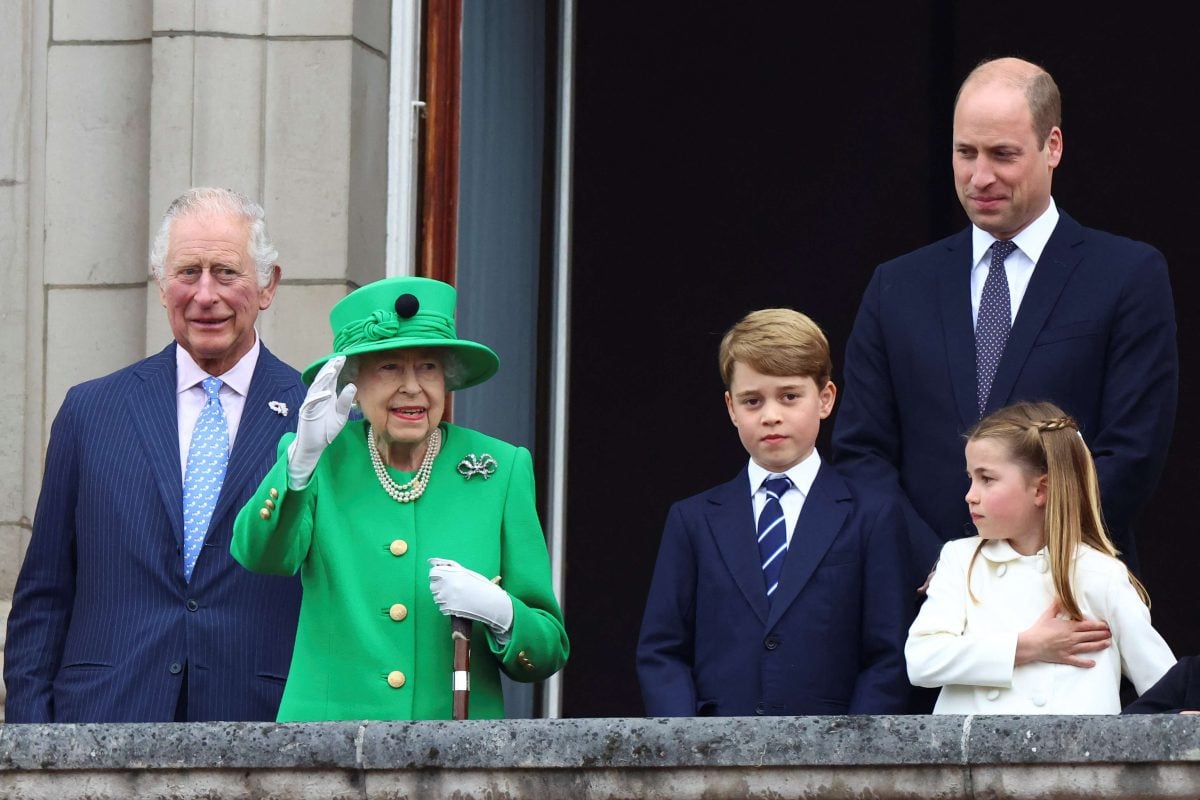 Queen Elizabeth II, and then-Prince Charles, who used 7-words to convince the queen to stand on a balcony during the Platinum Jubilee Pageant, with other royal family members
