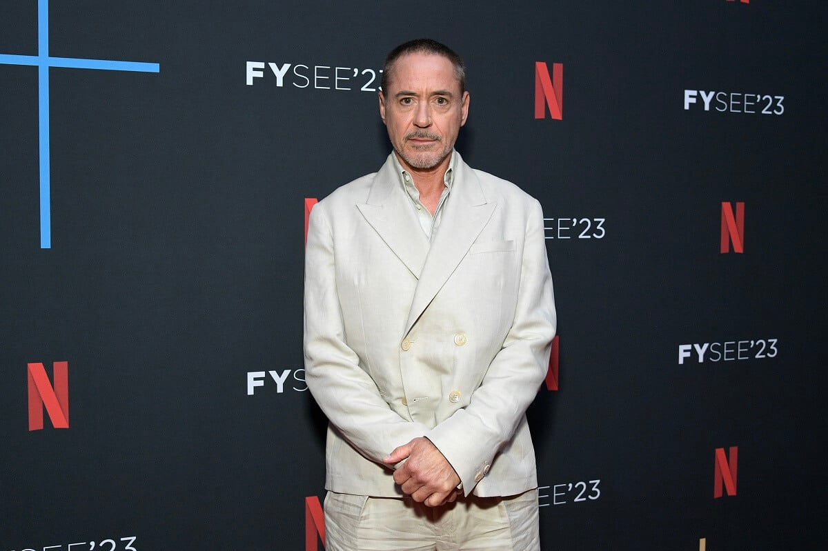 Robert Downey Jr. posing at Netflix's Red Studio.