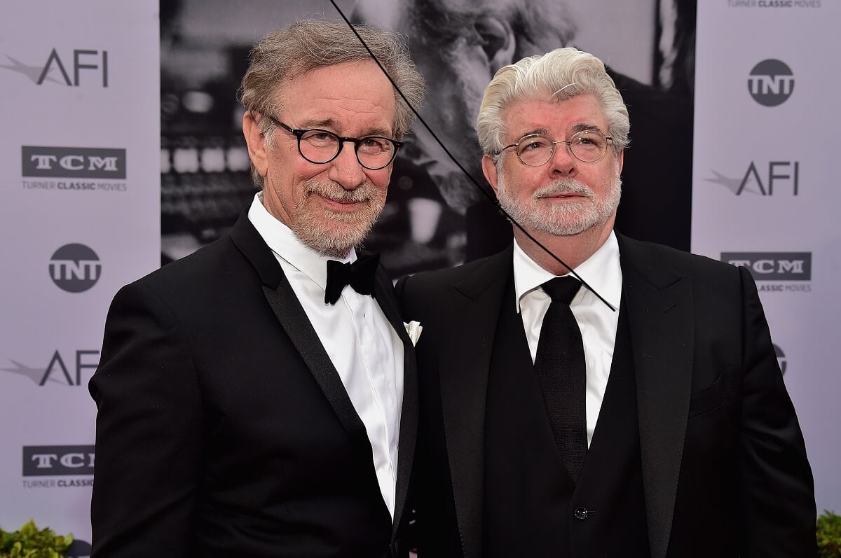Steven Spielberg and George Lucas posing at the American Film Institute.