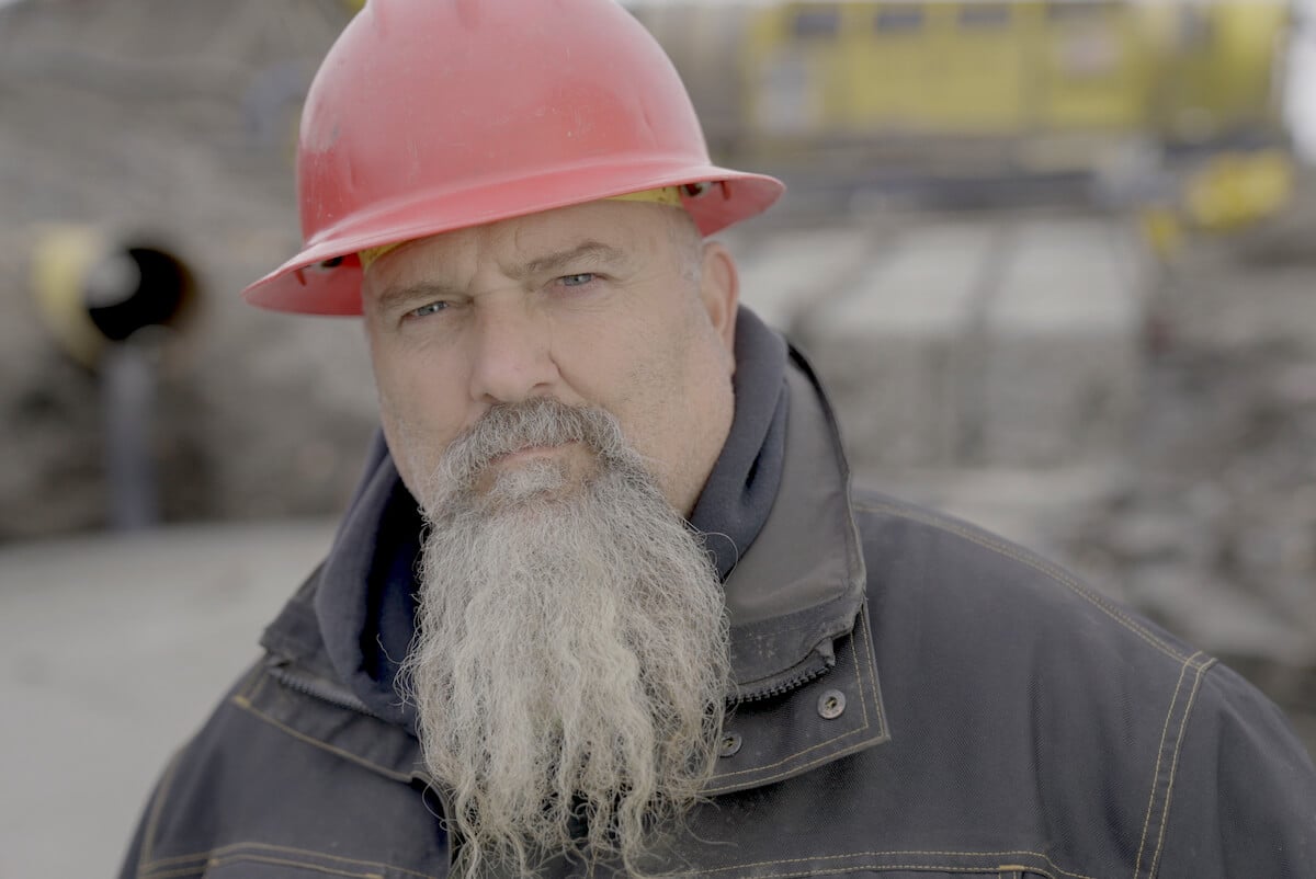 Todd Hoffman of 'Hoffman Family Gold' wearing a red hard hat
