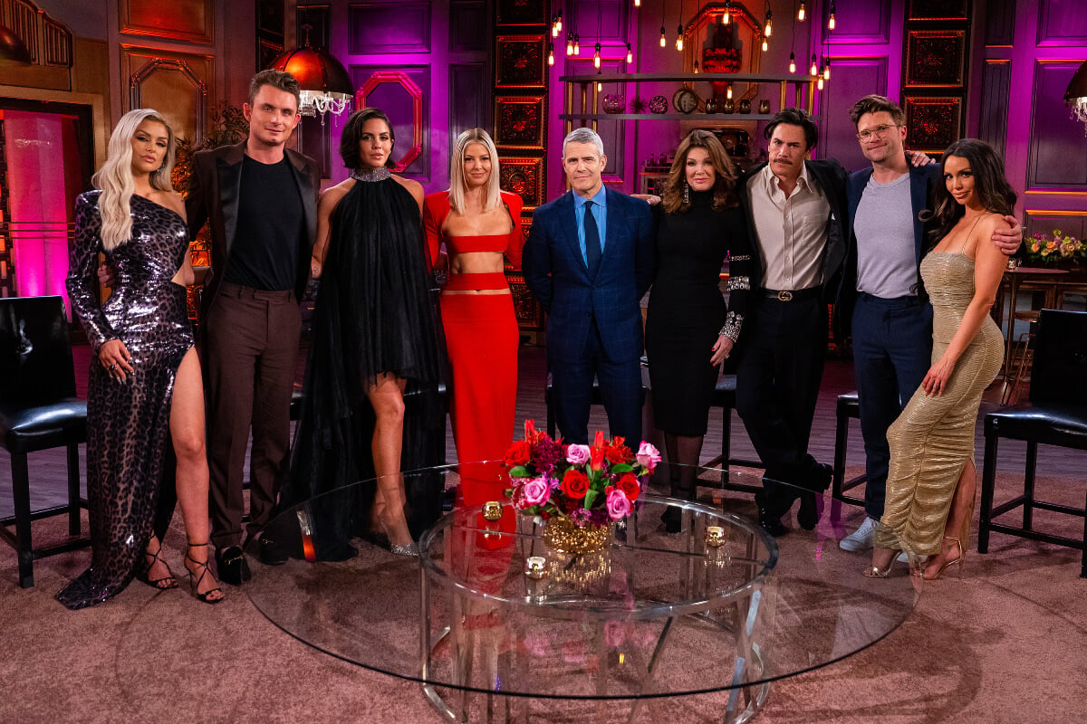 The season 10 cast of ‘Vanderpump Rules’ with reunion host Andy Cohen