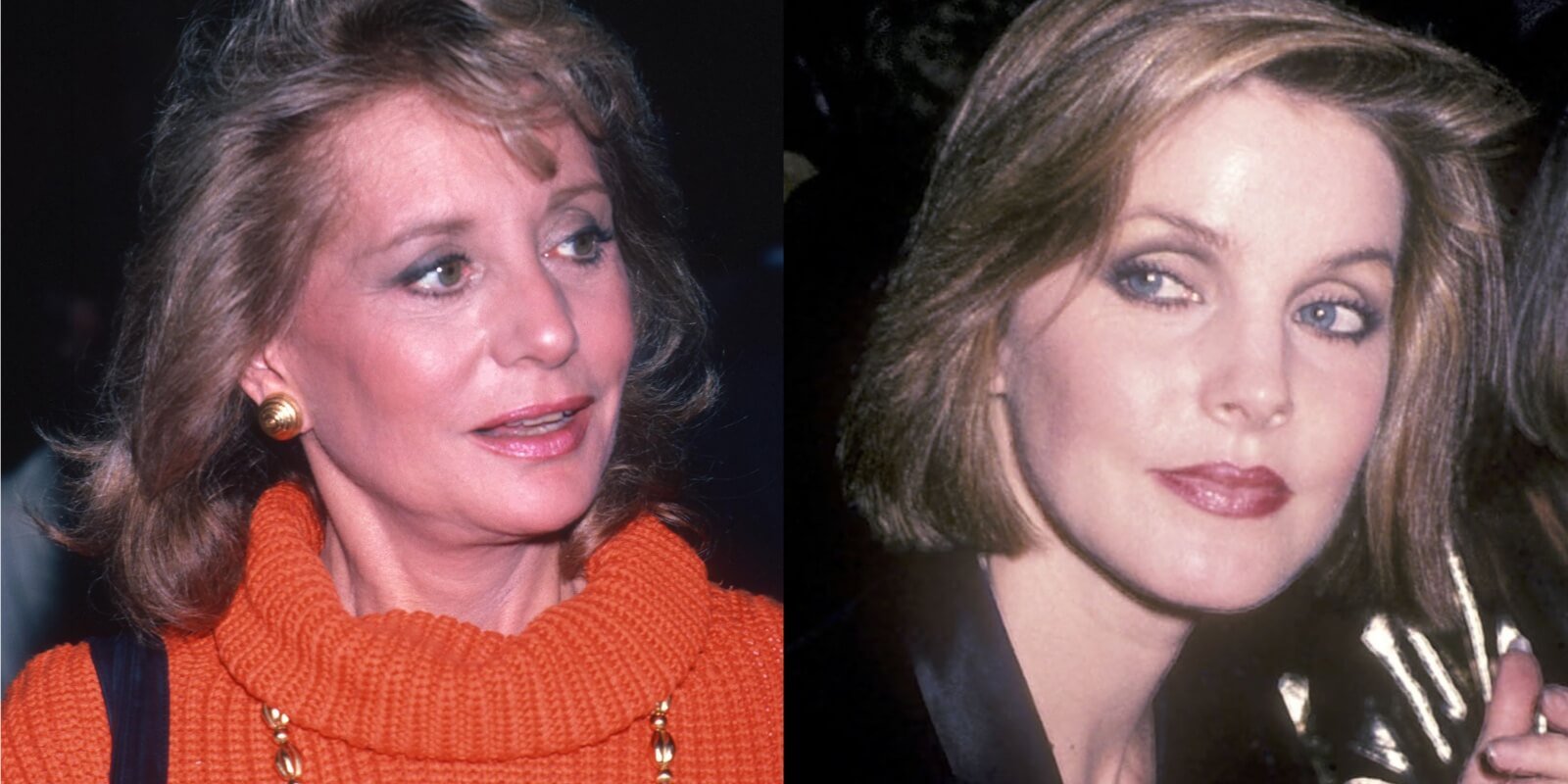 Barbara Walters and Priscilla Presley in side by side photographs taken in 1985.