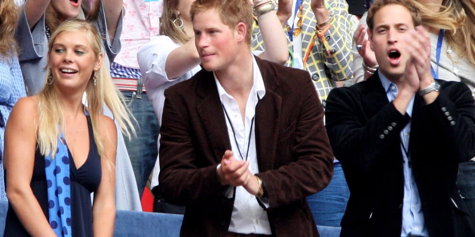 Chelsy Davy, Prince Harry and Prince William and the Concert for Diana in 2007.