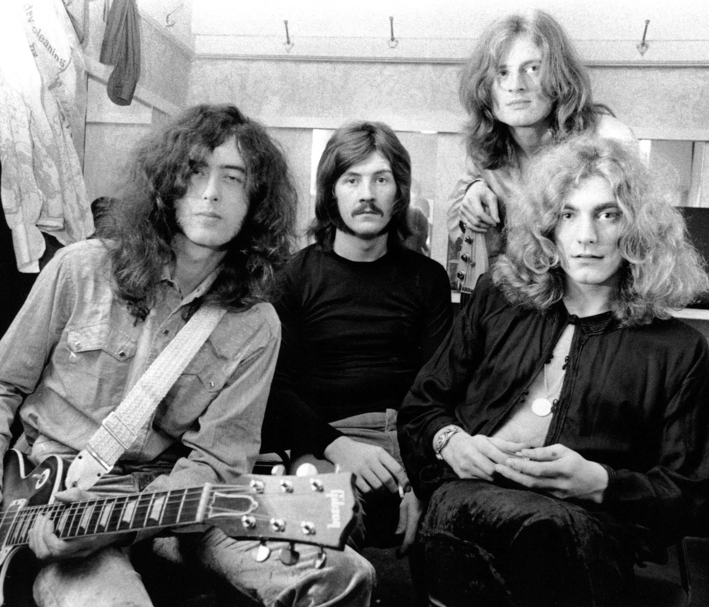 Led Zeppelin in black-and-white