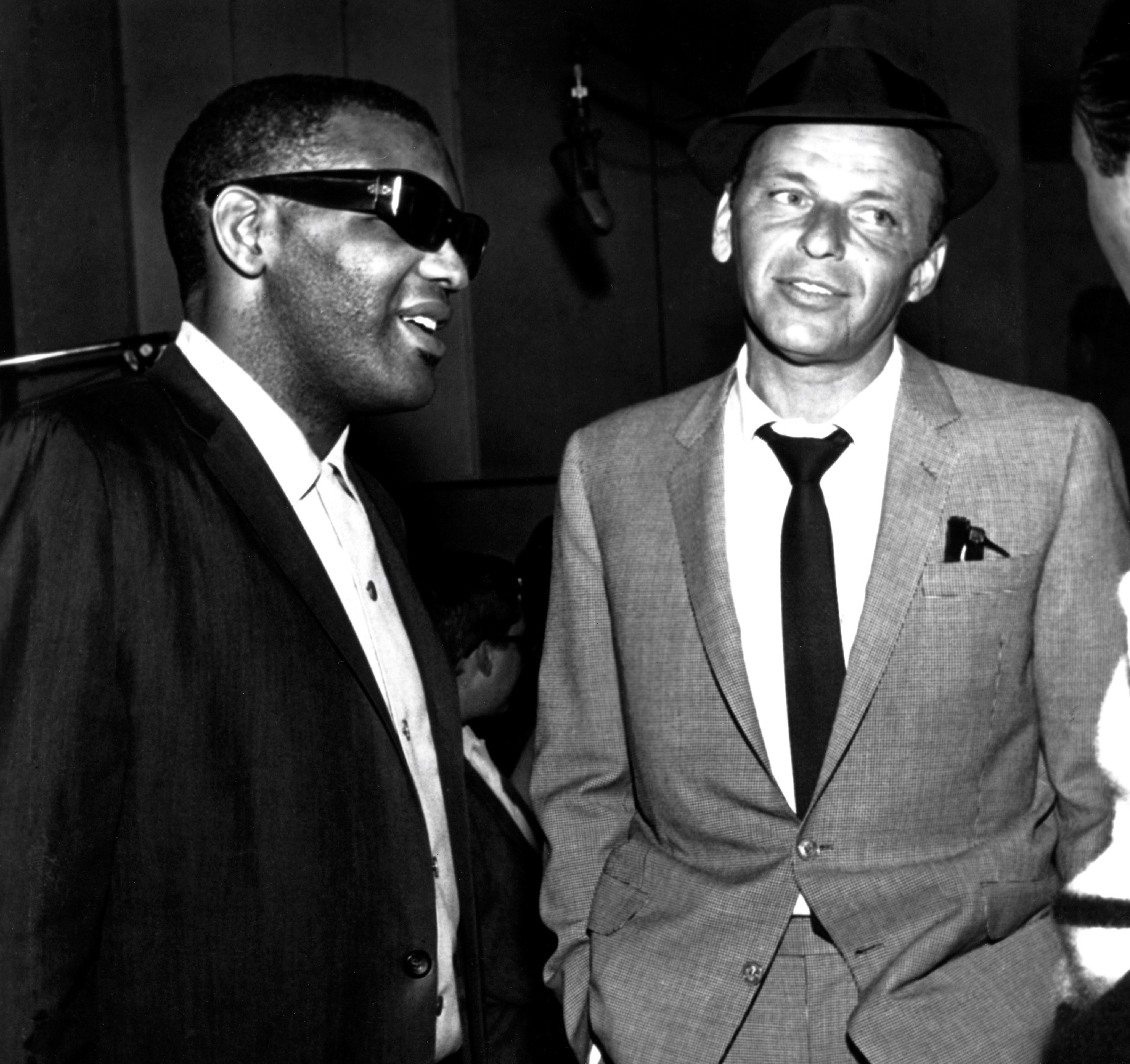 Ray Charles and Frank Sinatra wearing suits