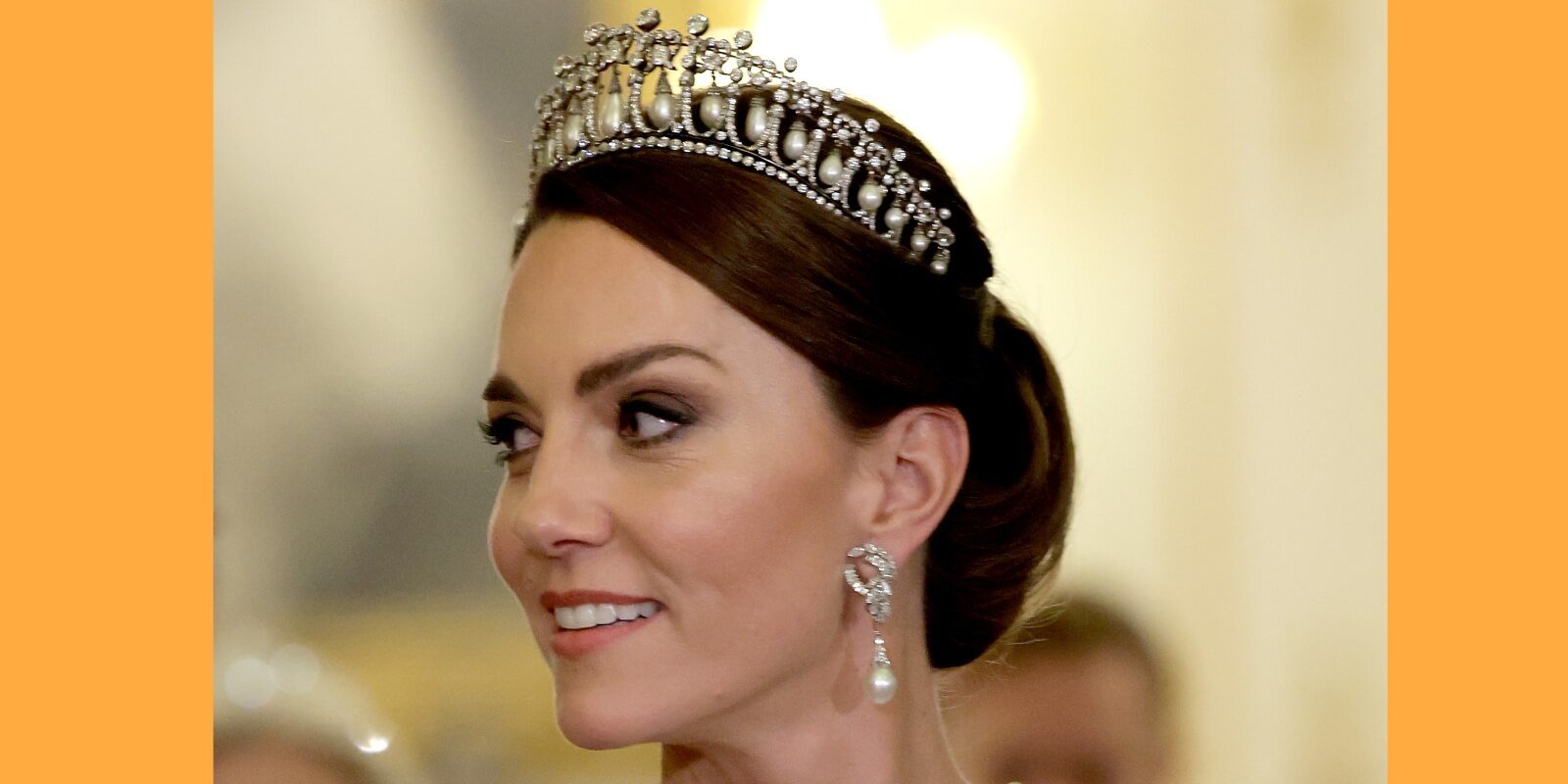 Kate Middleton wears Princess Diana's favorite tiara, the Queen Mary Lovers Knot, at a royal event.