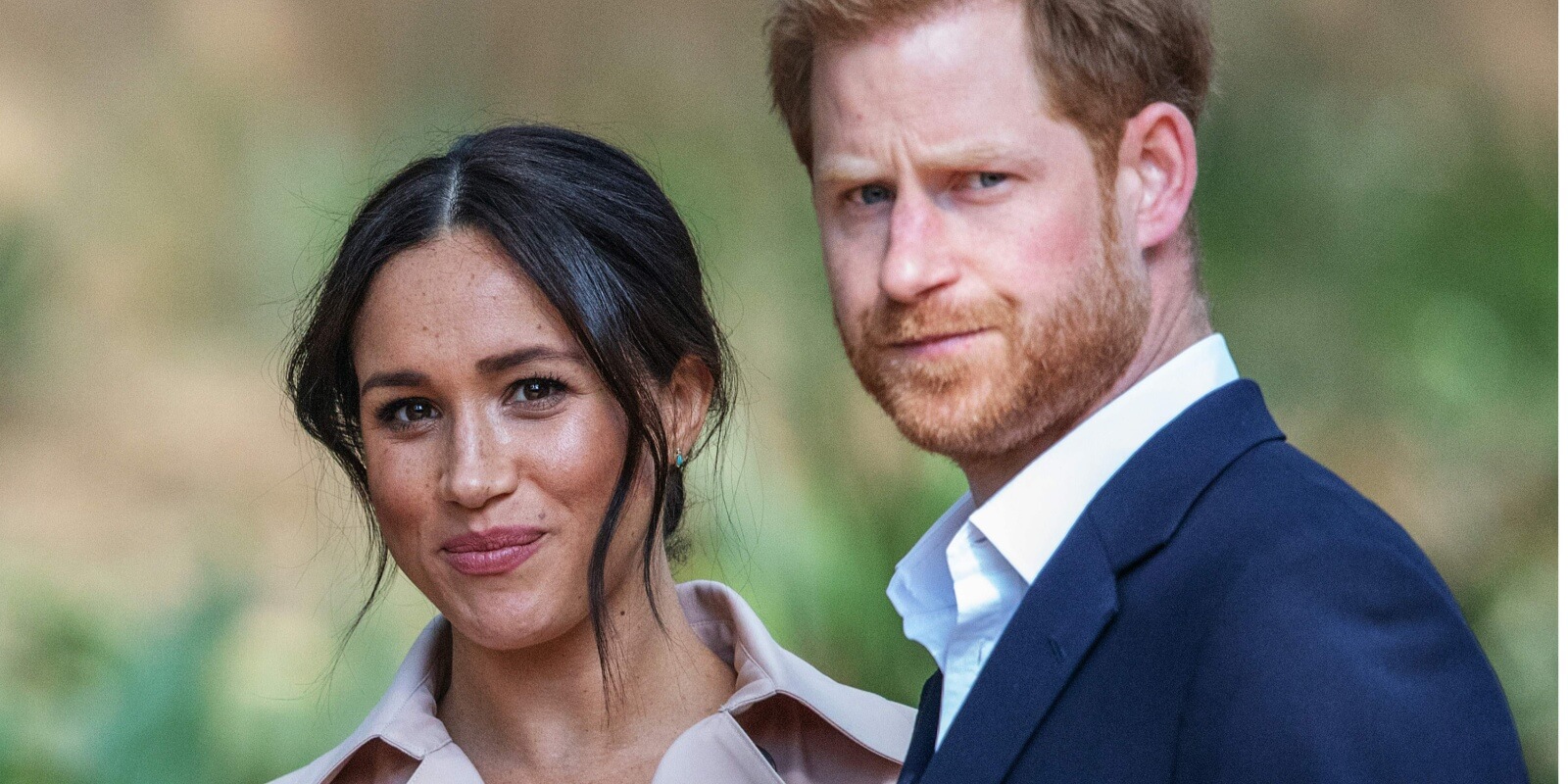 Meghan Markle and Prince Harry pose for photographers in 2019.