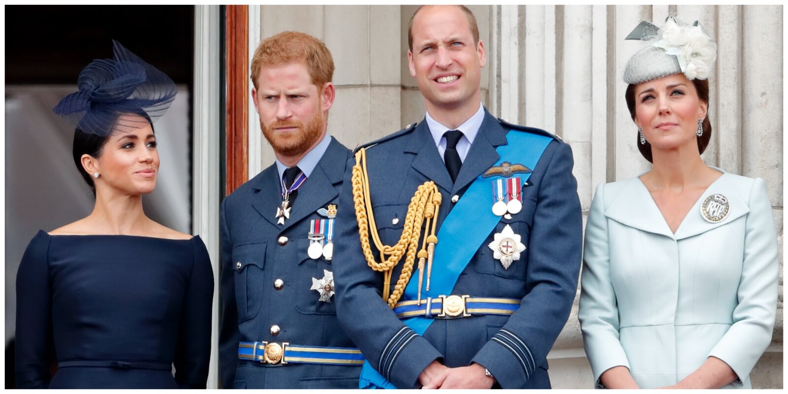 Meghan Markle, el príncipe Harry, el príncipe William y Kate Middleton en el balcón del Palacio de Buckingham en 2018.