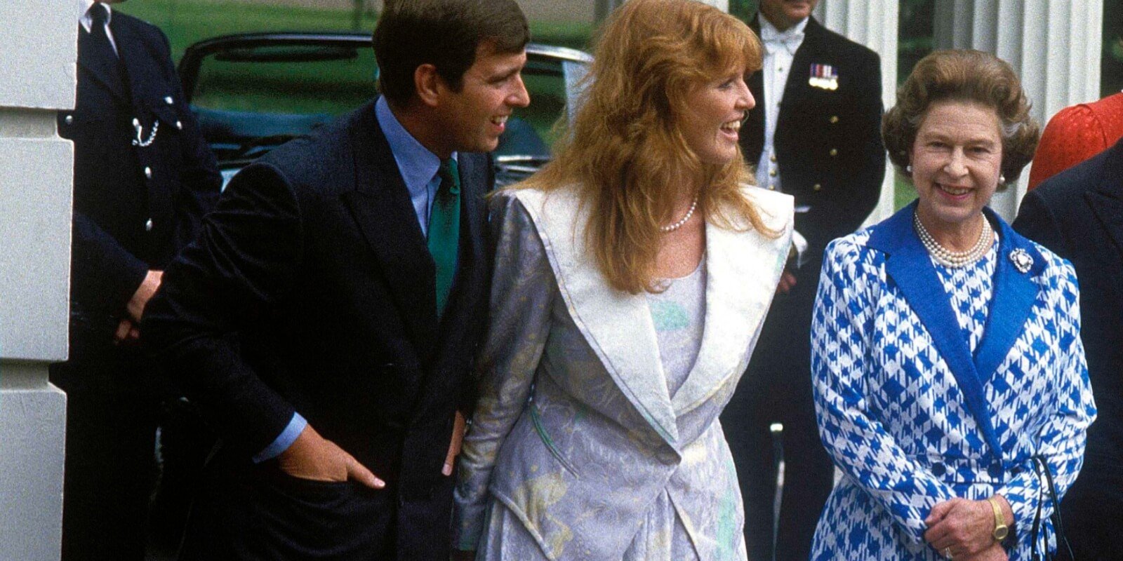 Prince Andrew, Sarah Ferguson and Queen Elizabeth photographed in 1990.