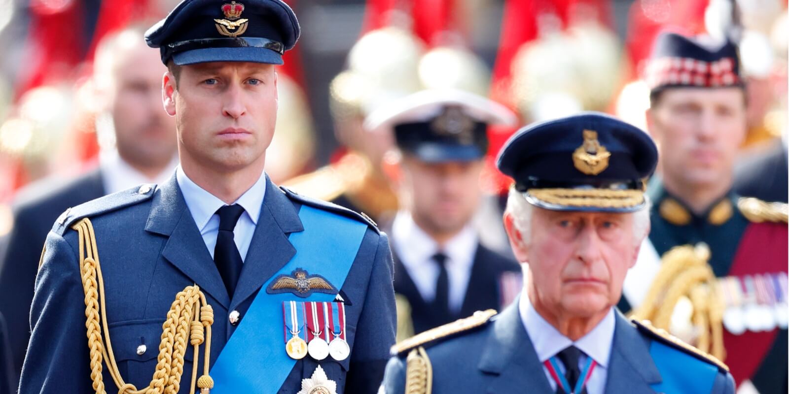 Prince William and King Charles at the funeral of Queen Elizabeth II.