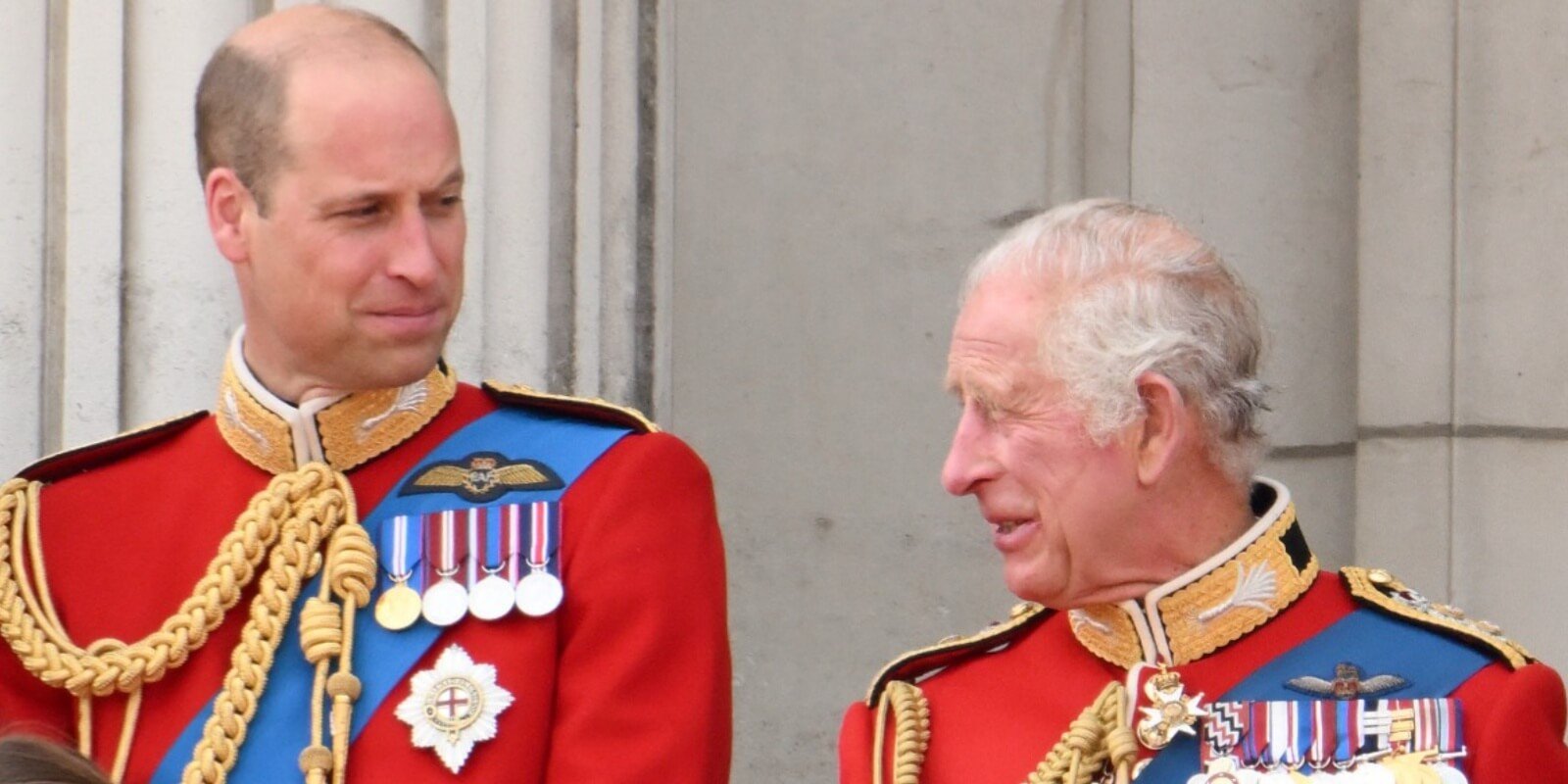 Prince William and King Charles on the Buckingham Palace balcony for Trooping the Color 2023.