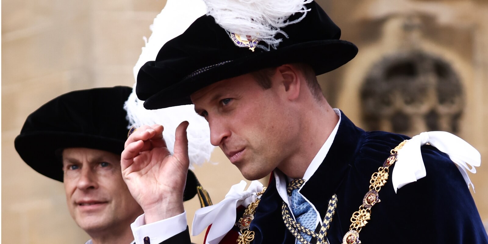 Prince William and his uncle, Prince Edward, at the Order Of The Garter Service at Windsor Castle on June 19, 2023 in Windsor, England.