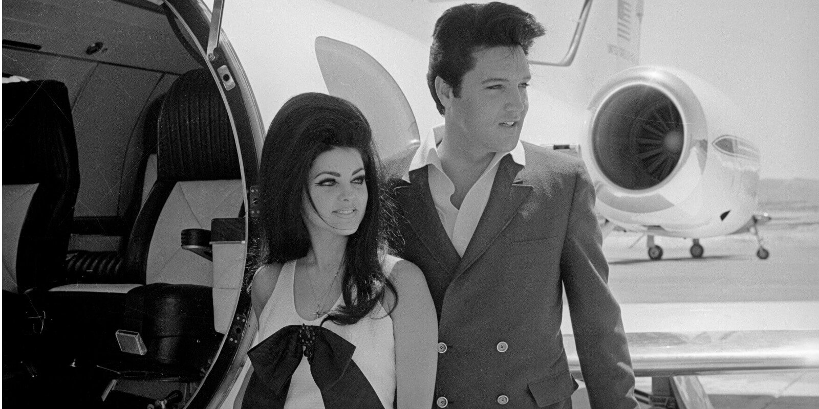 Priscilla and Elvis Presley were photographed following their wedding in 1967.