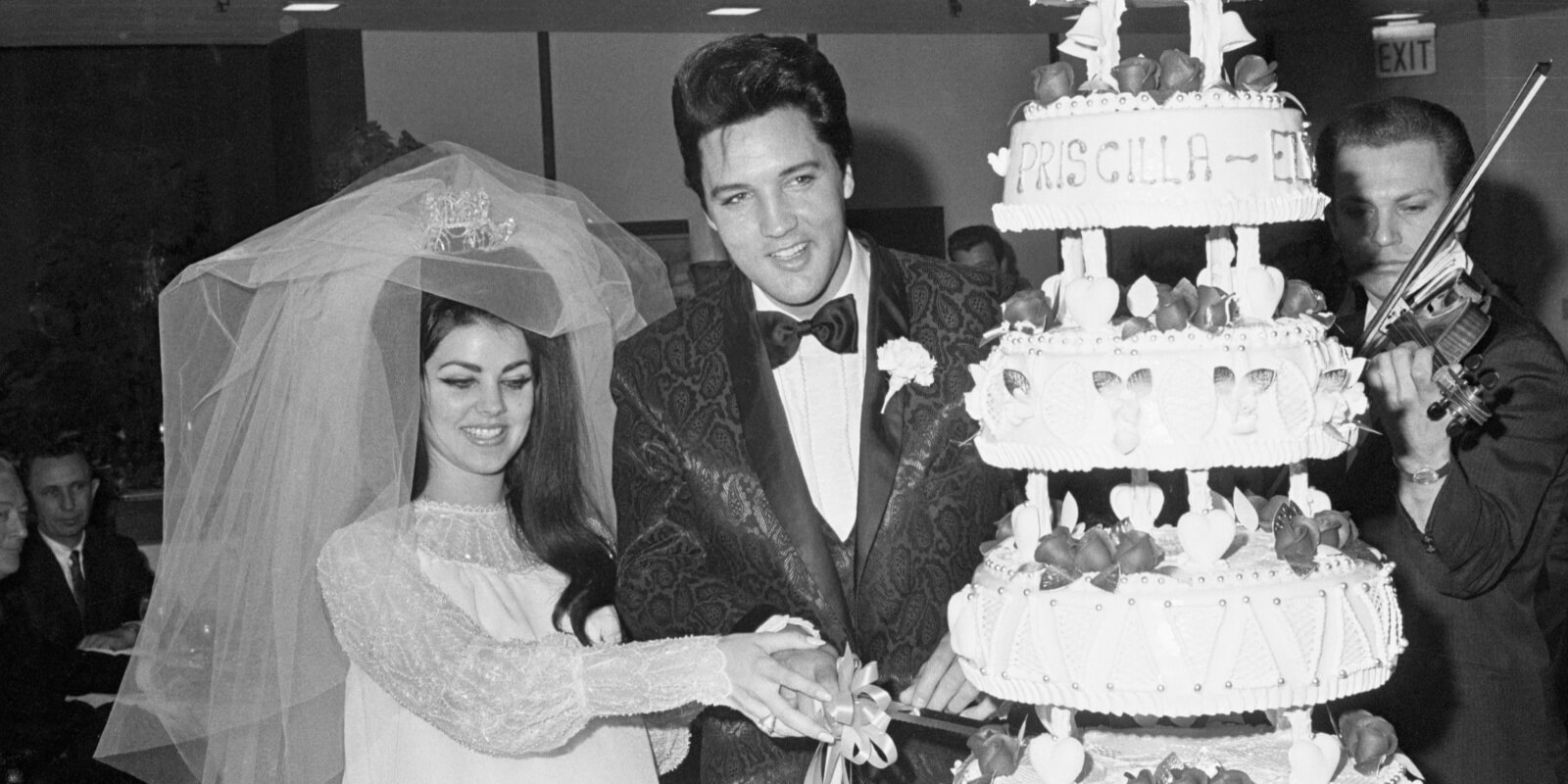 Priscilla Presley and Elvis Presley on their wedding day in May 1967.