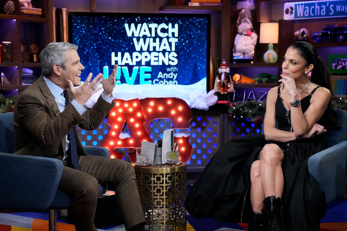 Andy Cohen with reality TV star Bethenny Frankel on the set of 'Watch What Happens Live'