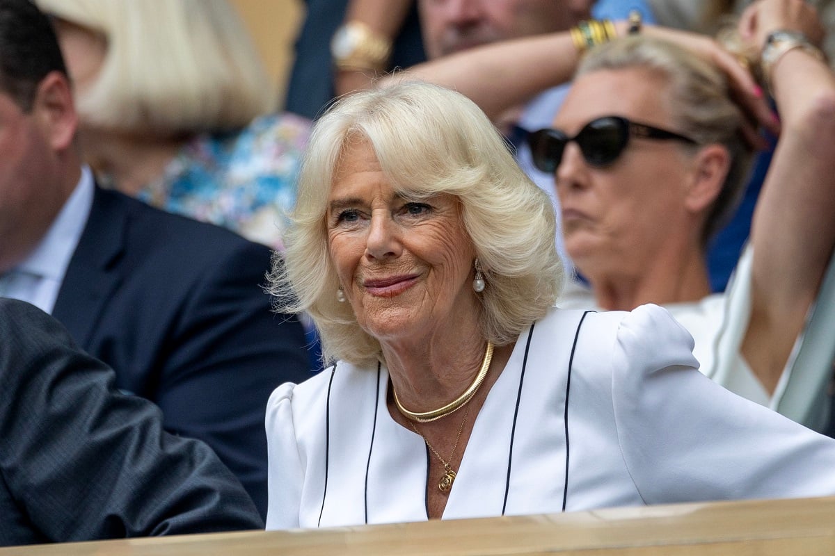 Camilla Parker Bowles (now-Queen Camilla) Camilla in the Royal Box before the start of play on Centre Court during the Wimbledon Lawn Tennis Championships