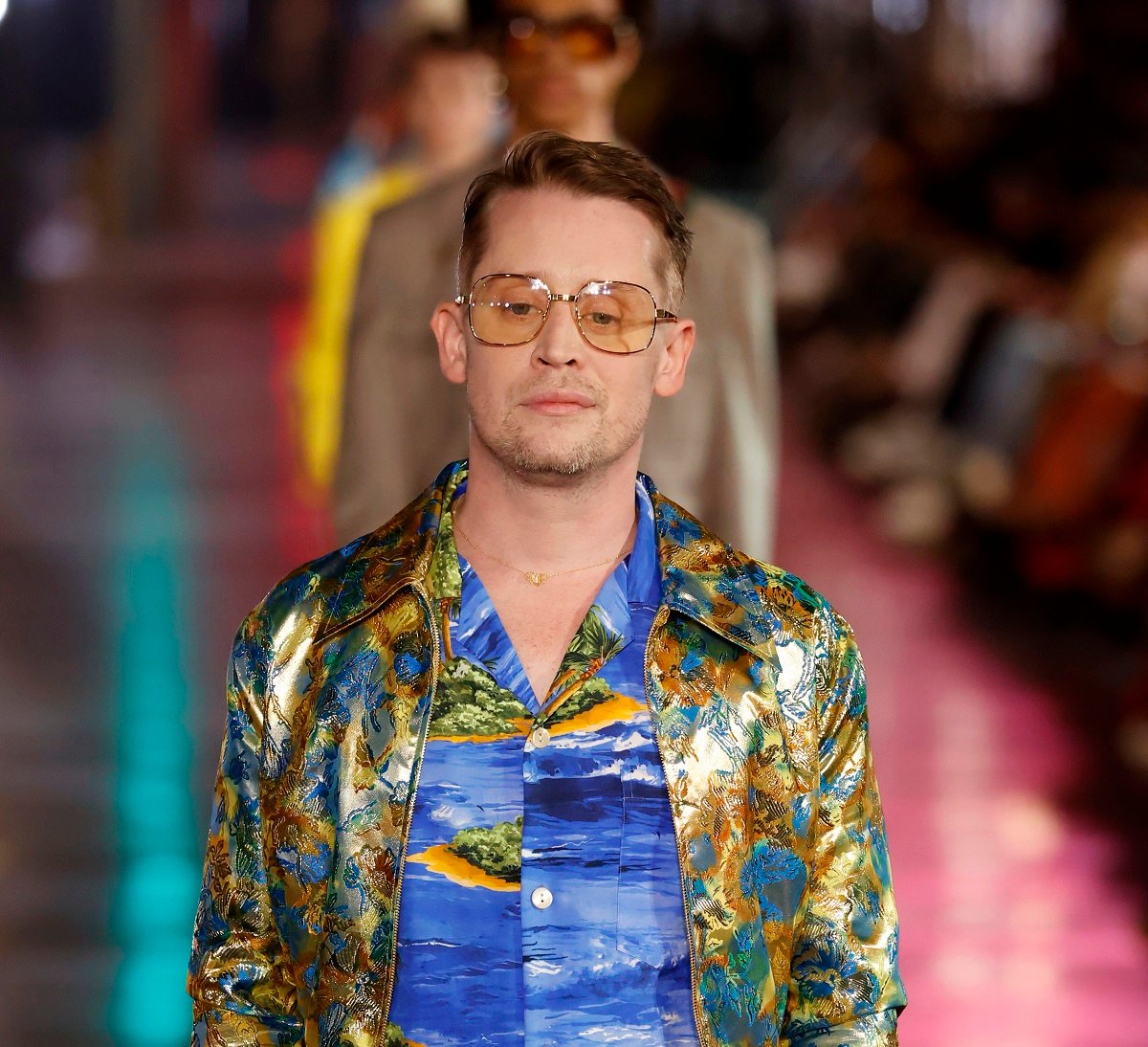 Macaulay Culkin wlaks the runway for Gucci in 2021