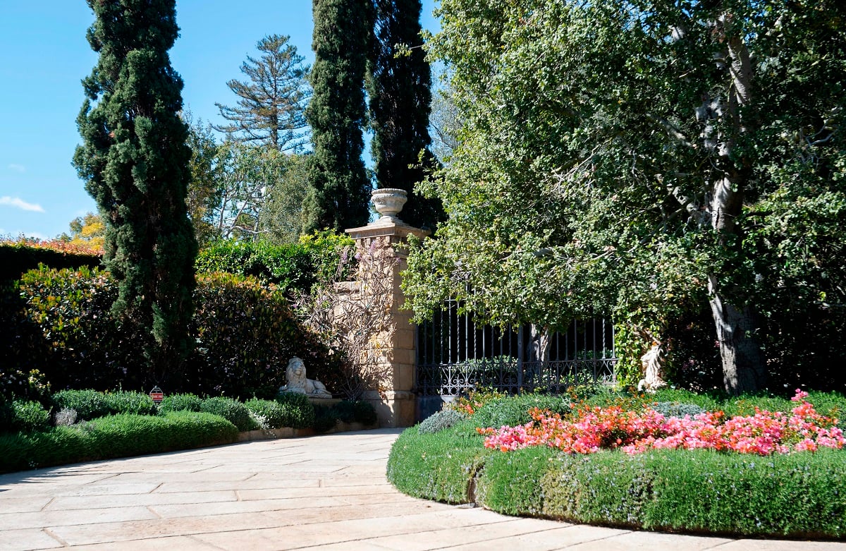Front gate of the estate where Prince Harry and Meghan Markle live in Montecito, California