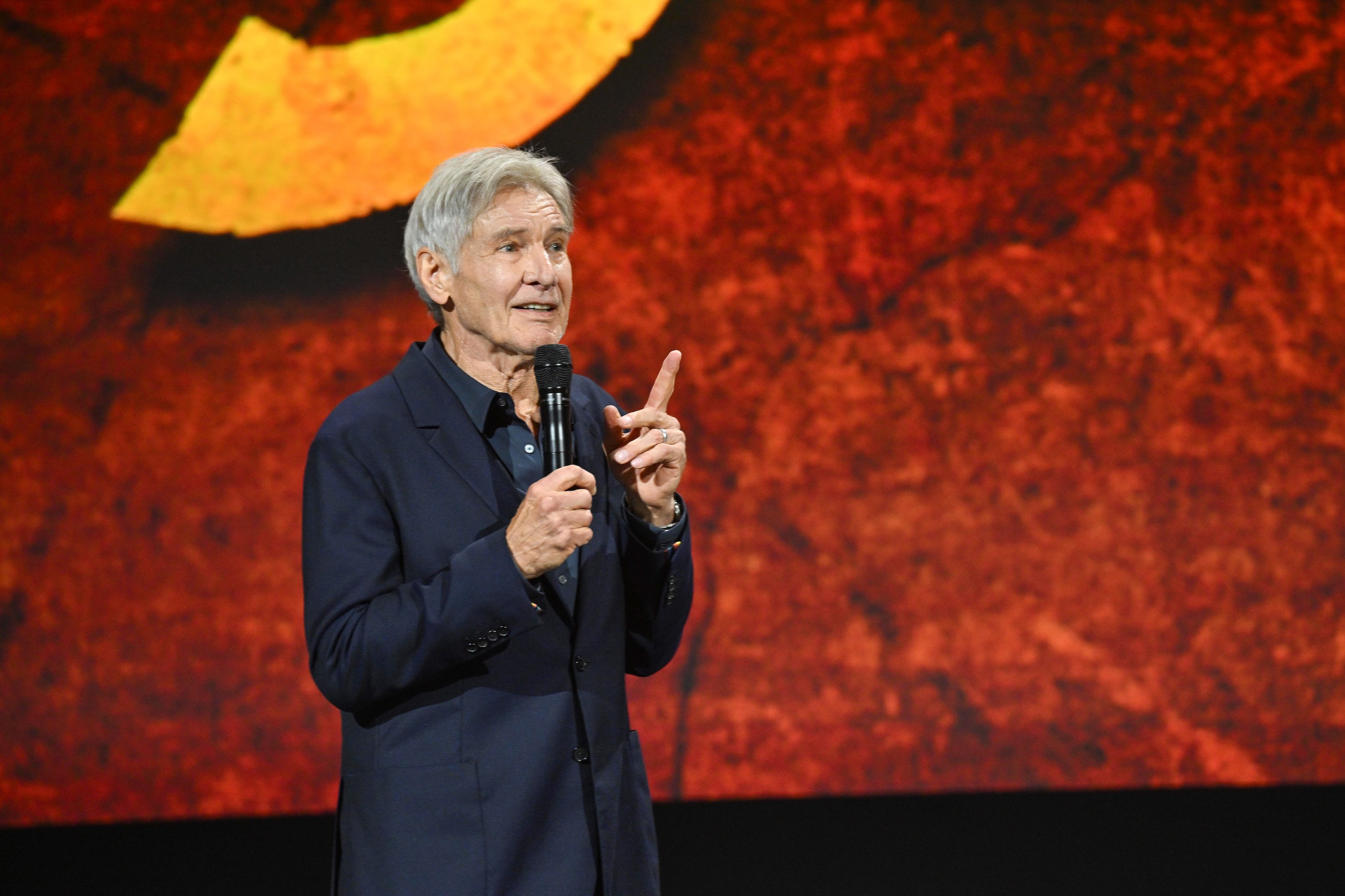 Harrison Ford speaks about Indiana Jones and the Dial of Destiny at the D23 Expo in Anaheim, CA