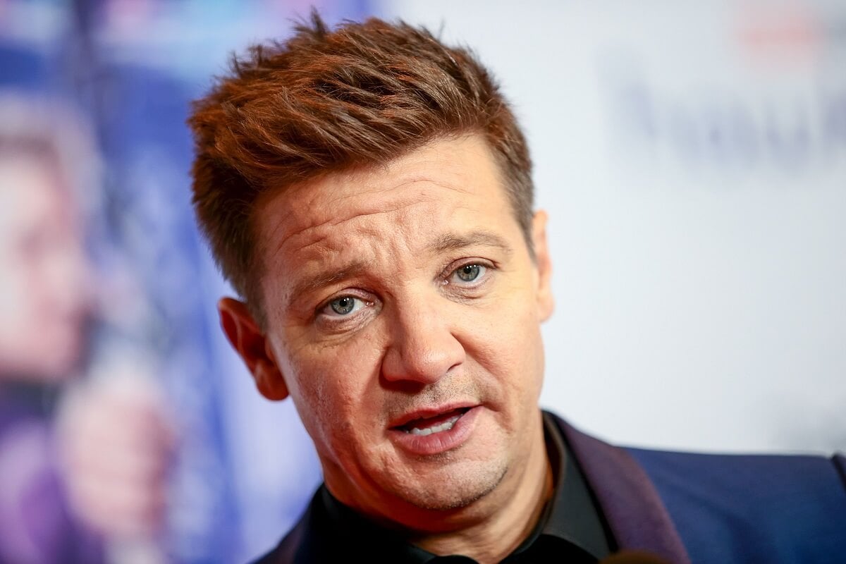 Jeremy Renner speaking at the 'Hawkeye' special screening.