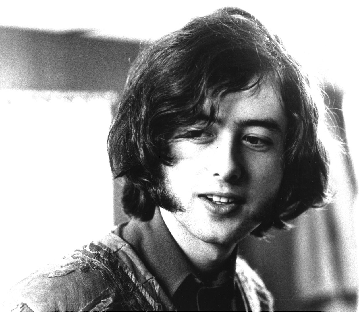 Jimmy Page looking off-camera before a Yardbirds concert in 1966.