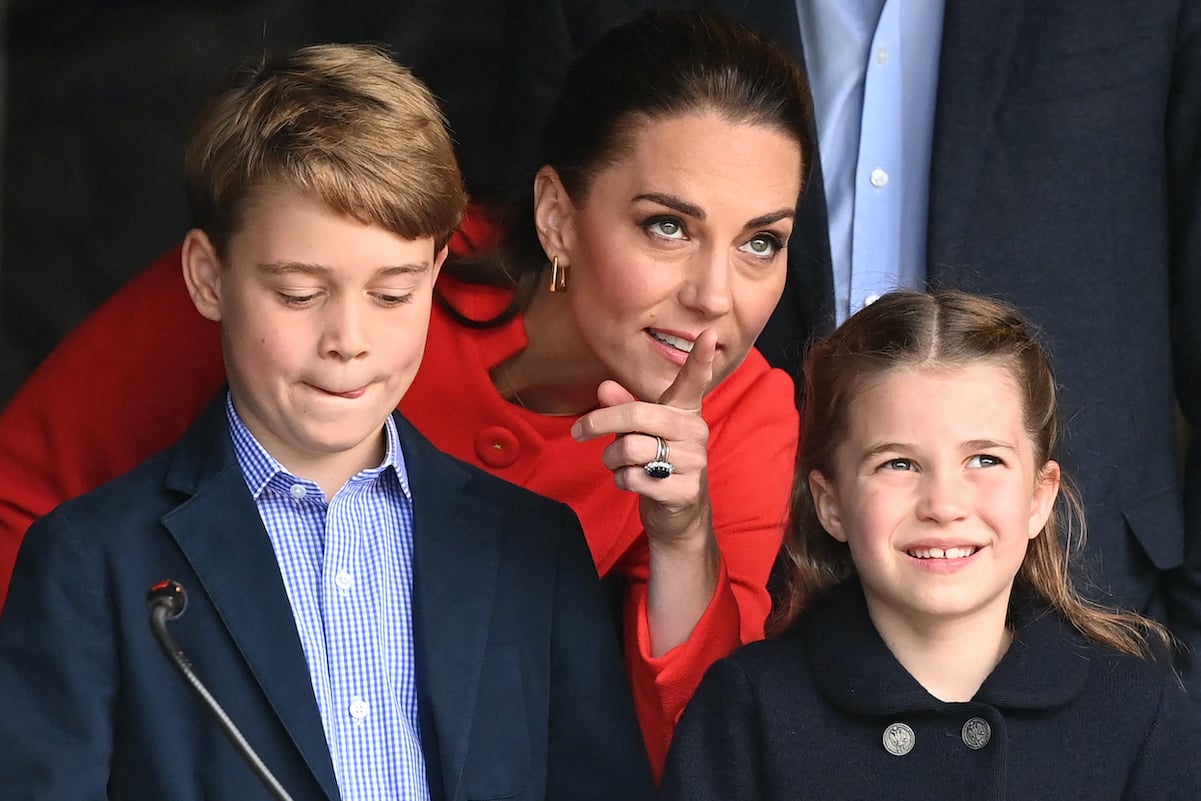 Kate Middleton with Prince George and Princess Charlotte in 2022