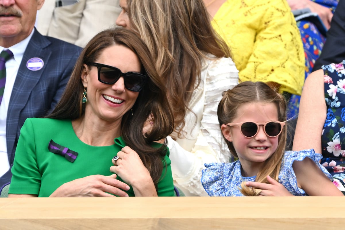 Kate Middleton and her daughter, Princess Charlotte, at Wimbledon in 2023