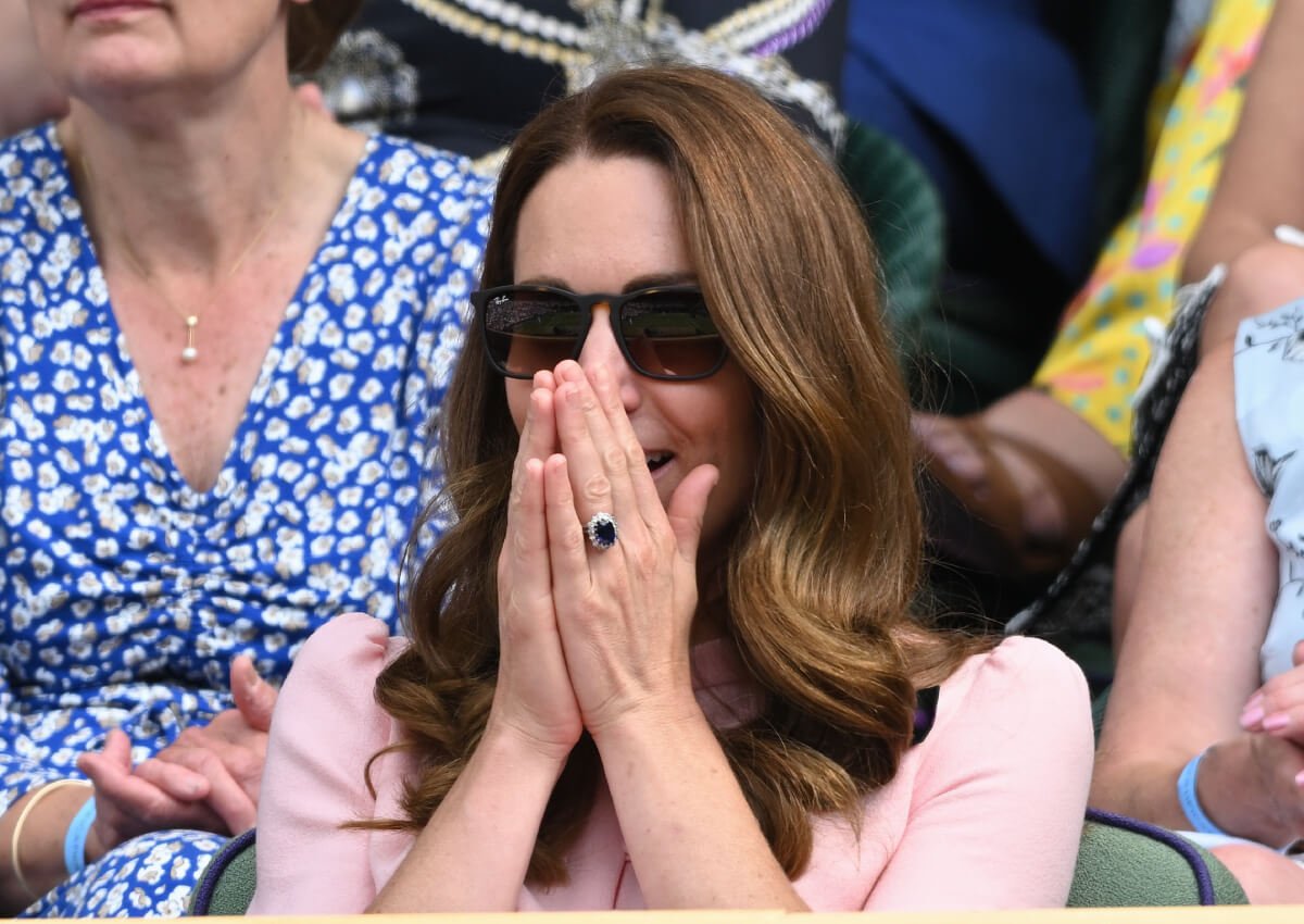 Kate Middleton, Duchess of Cambridge attends day 13 of the Wimbledon Tennis Championships at All England Lawn Tennis and Croquet Club on July 11, 2021 in London, England