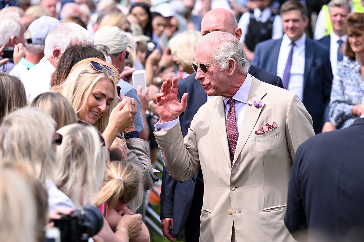 King Charles III greets well wishers during his visit to Sandringham Flower Show at Sandringham House