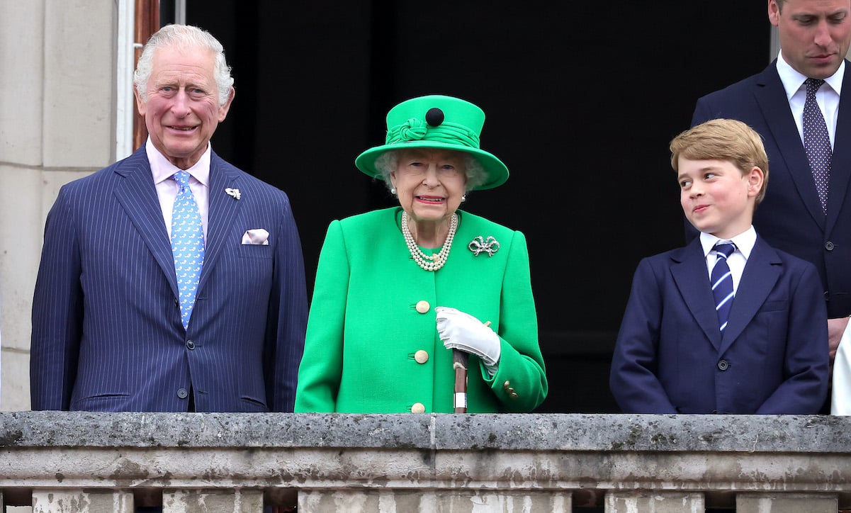 King Charles with Queen Elizabeth and Prince George