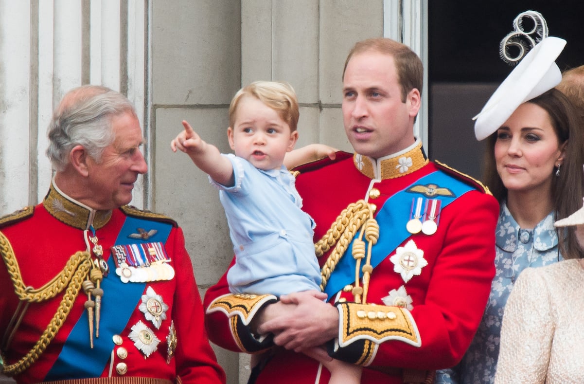 King Charles with Prince George, Prince William, and Kate Middleton