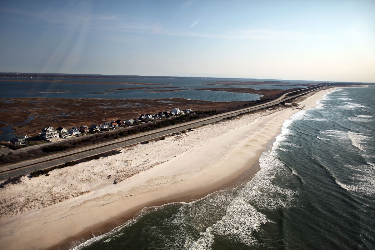An aerial view of the area near Gilgo Beach and Ocean Parkway on Long Island where police have been conducting a prolonged search after finding ten sets of human remains