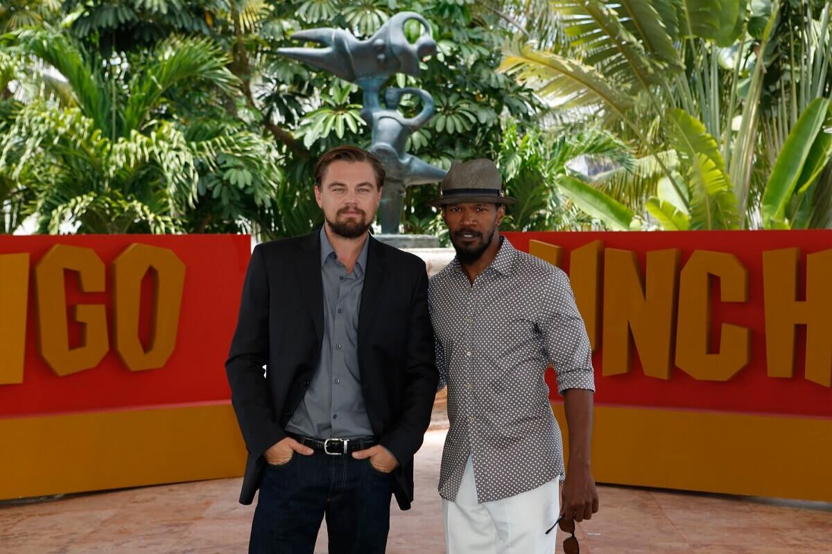 Leonardo DiCaprio and Jamie Foxx posing at the the "Django Unchained" photo call.