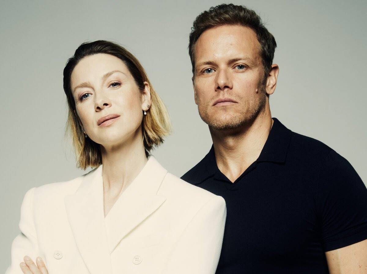 Caitriona Balfe and Sam Heughan of 'Outlander' pose for a portrait during the 2023 Tribeca Festival at Spring Studio on June 09, 2023 in New York City