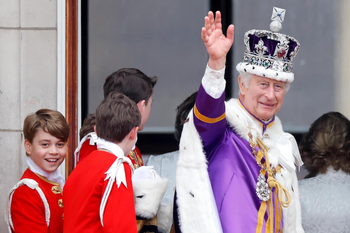 Prince George, who will have Kate Middleton to thank when he's a monarch on the throne, stands with King Charles III