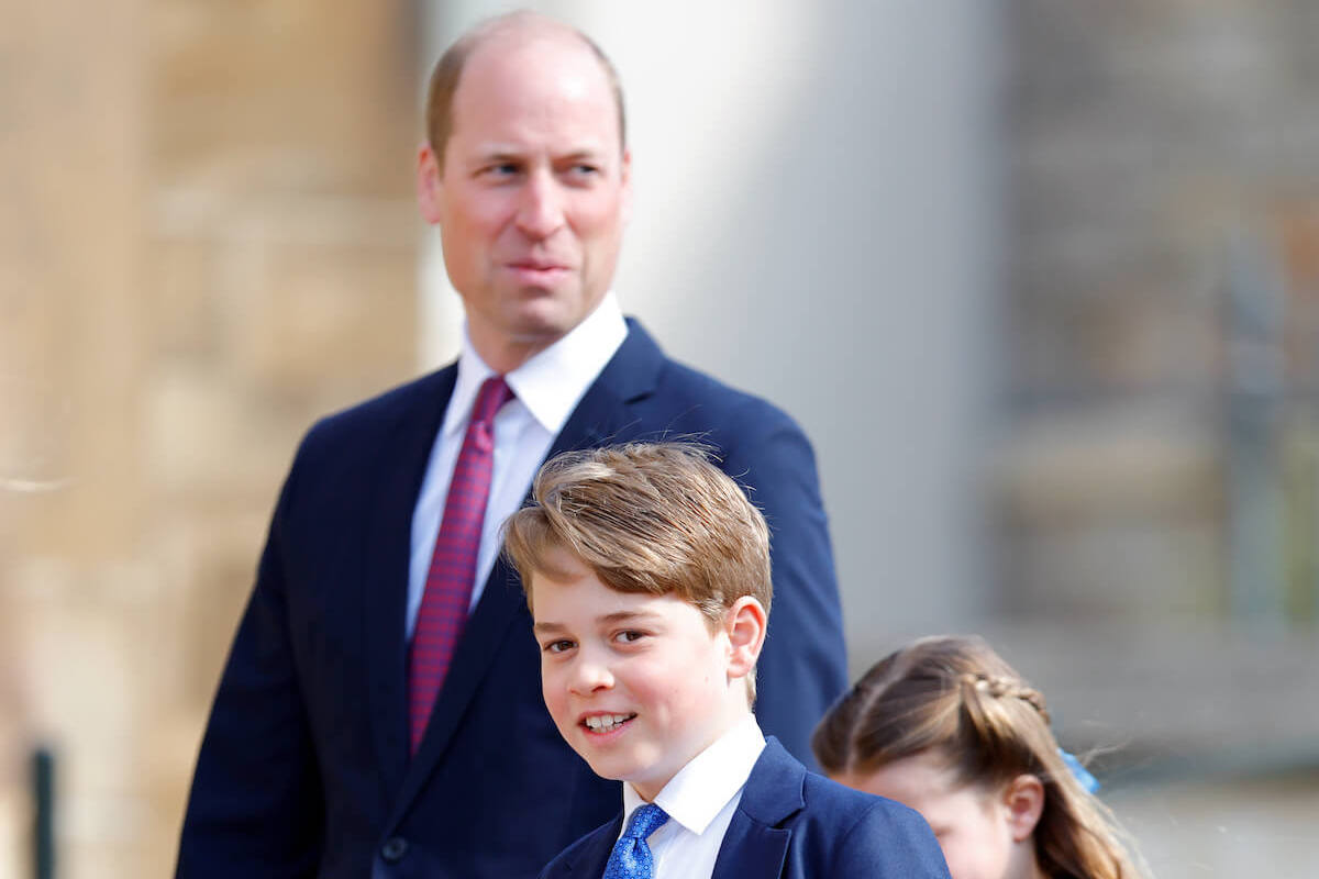 Prince George, whom Prince William and Kate Middleton already told he's going to be king, per a commentator, walks with Prince William and Princess Charlotte