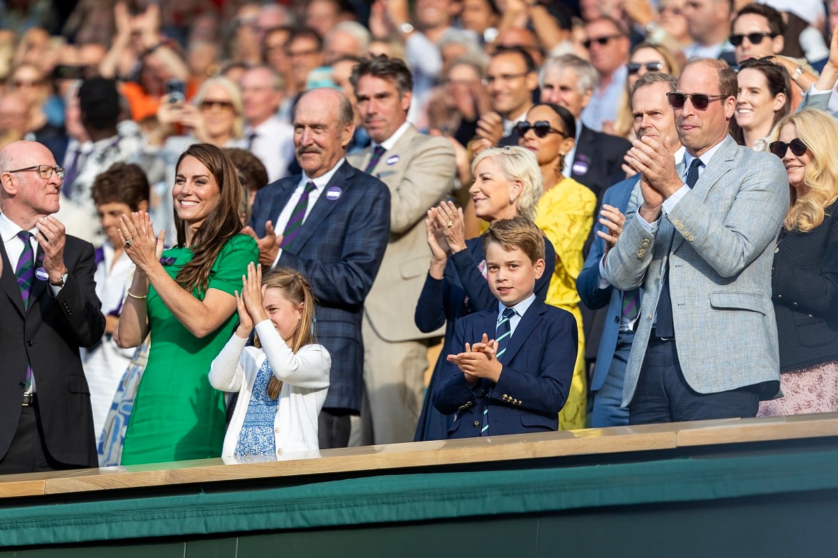 Prince George with his parents and sister applauding the victory of Carlos Alcaraz at Wimbledon